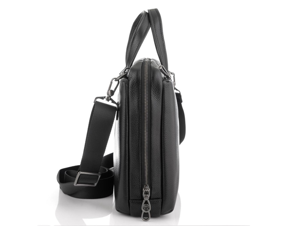 Сумка для ноутбука черная кожаная Tiding Bag NM29-88212-3A - Фото № 3