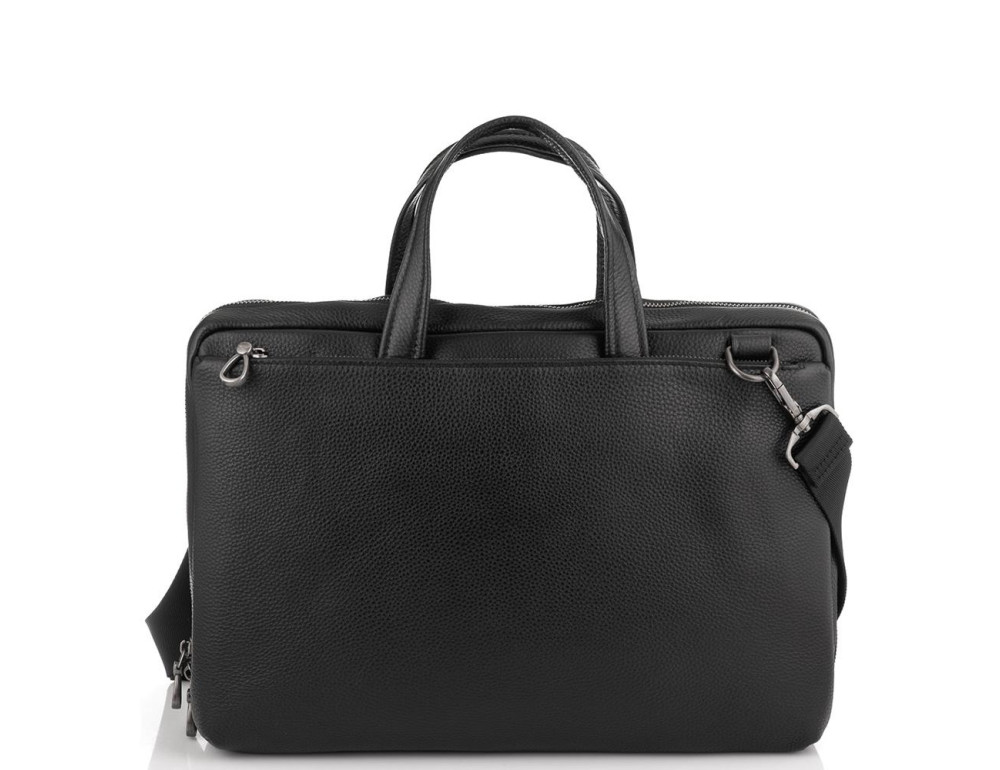 Сумка для ноутбука черная кожаная Tiding Bag NM29-88212-3A - Фото № 6