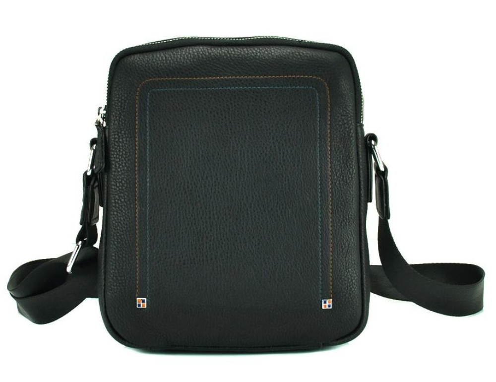 Сумка на плече шкіряна чоловіча чорна Tiding Bag NA50-5202A - Фотографія № 3