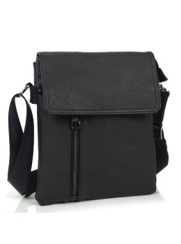 Мужской черный мессенджер с клапаном на застежке Tiding Bag S-JMD10-6038A