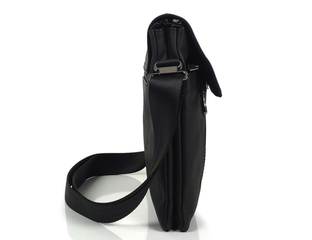 Мужской черный мессенджер с клапаном на застежке Tiding Bag S-JMD10-6038A - Фото № 3