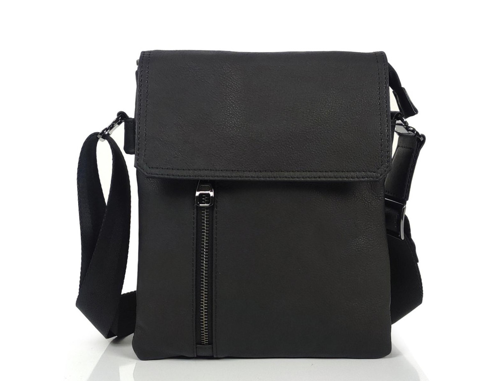 Мужской черный мессенджер с клапаном на застежке Tiding Bag S-JMD10-6038A - Фото № 5
