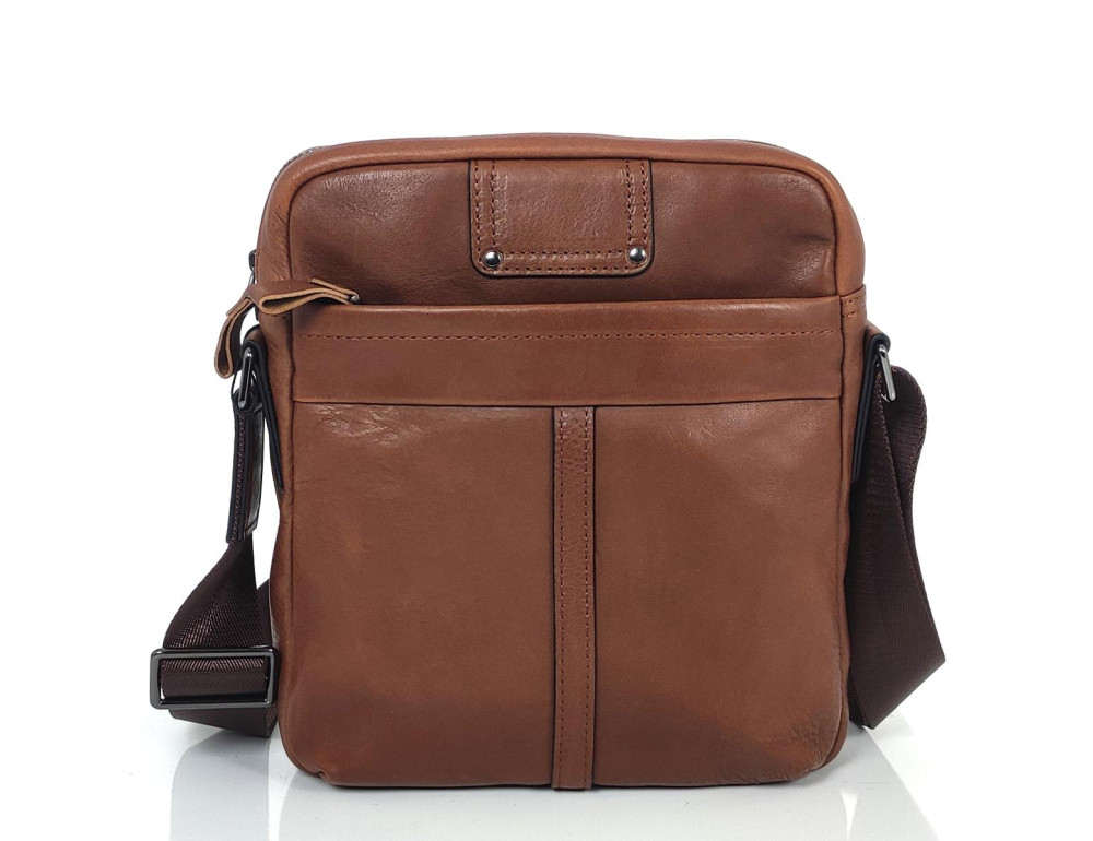 Мужской коричневый мессенджер Tiding Bag S-JMD10-8017C на молнии. - Фото № 2