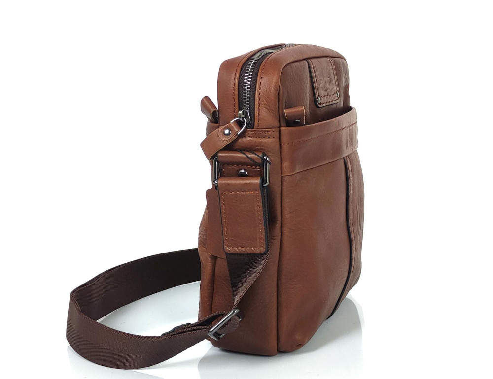 Мужской коричневый мессенджер Tiding Bag S-JMD10-8017C на молнии. - Фото № 3