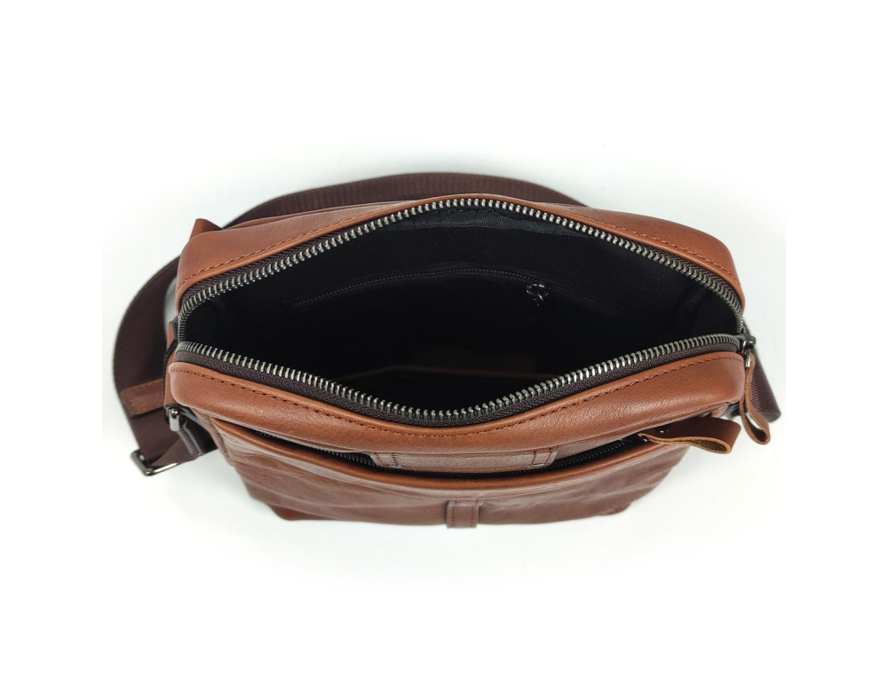 Мужской коричневый мессенджер Tiding Bag S-JMD10-8017C на молнии. - Фото № 4