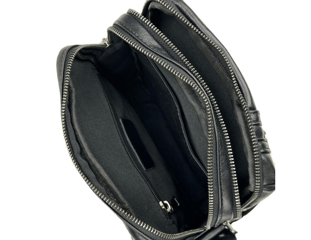 Мужской средний черный мессенджер Tiding Bag S-JMD10-8153A - Фото № 3