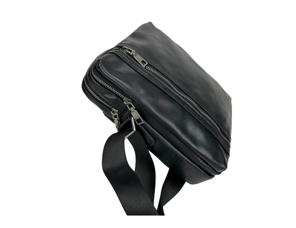 Мужской средний черный мессенджер Tiding Bag S-JMD10-8153A - Фото № 6