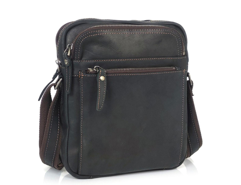 Мужской коричневый мессенджер Tiding Bag S-JMD4-008C на молнии. - Фото № 1 Мужской коричневый мессенджер Tiding Bag S-JMD4-008C на молнии. - Фото № 1