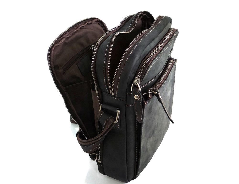 Мужской коричневый мессенджер Tiding Bag S-JMD4-008C на молнии. - Фото № 2