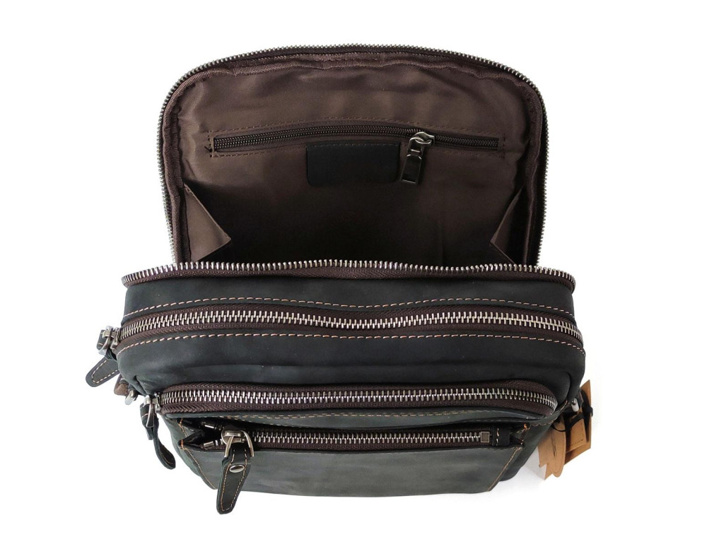 Мужской коричневый мессенджер Tiding Bag S-JMD4-008C на молнии. - Фото № 3