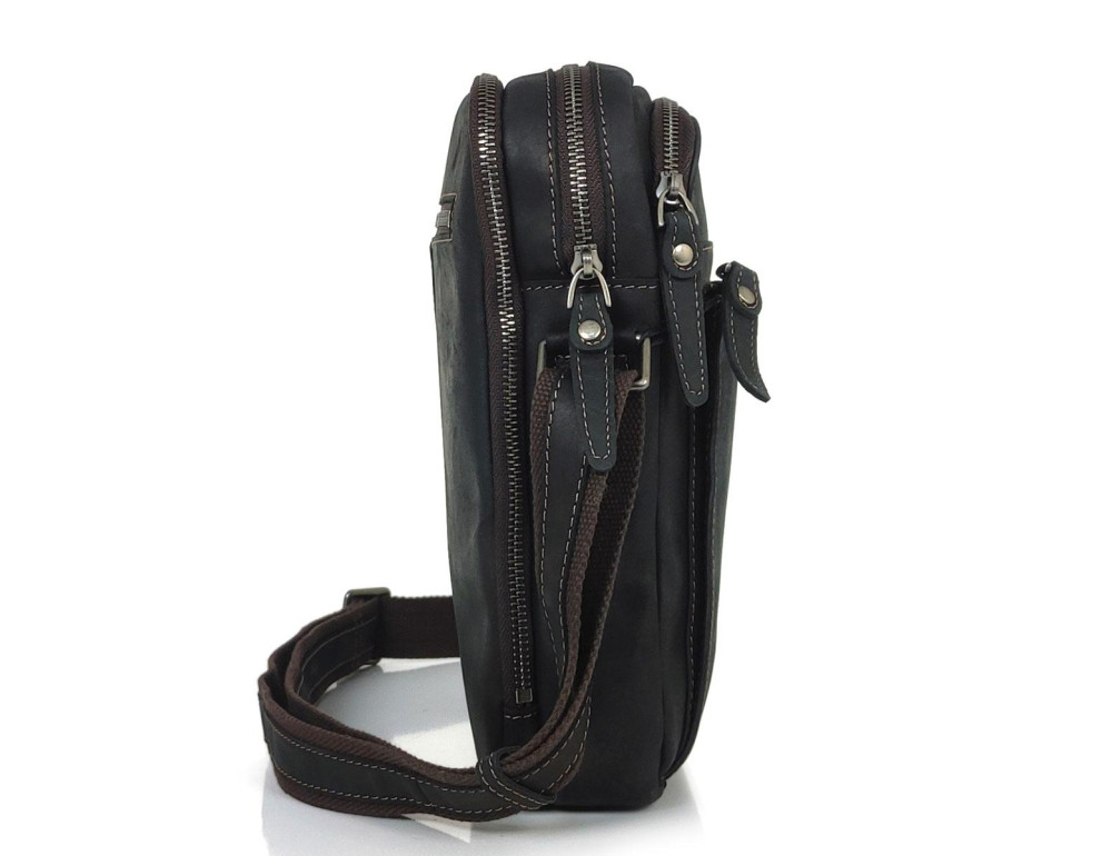 Мужской коричневый мессенджер Tiding Bag S-JMD4-008C на молнии. - Фото № 4