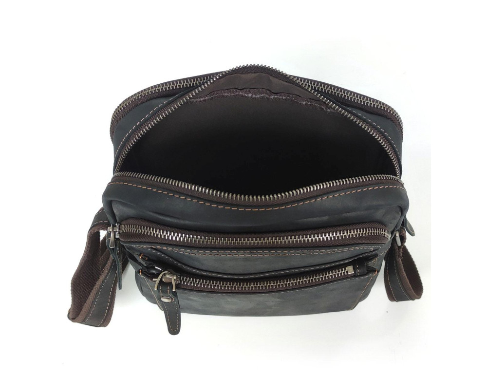 Мужской коричневый мессенджер Tiding Bag S-JMD4-008C на молнии. - Фото № 5