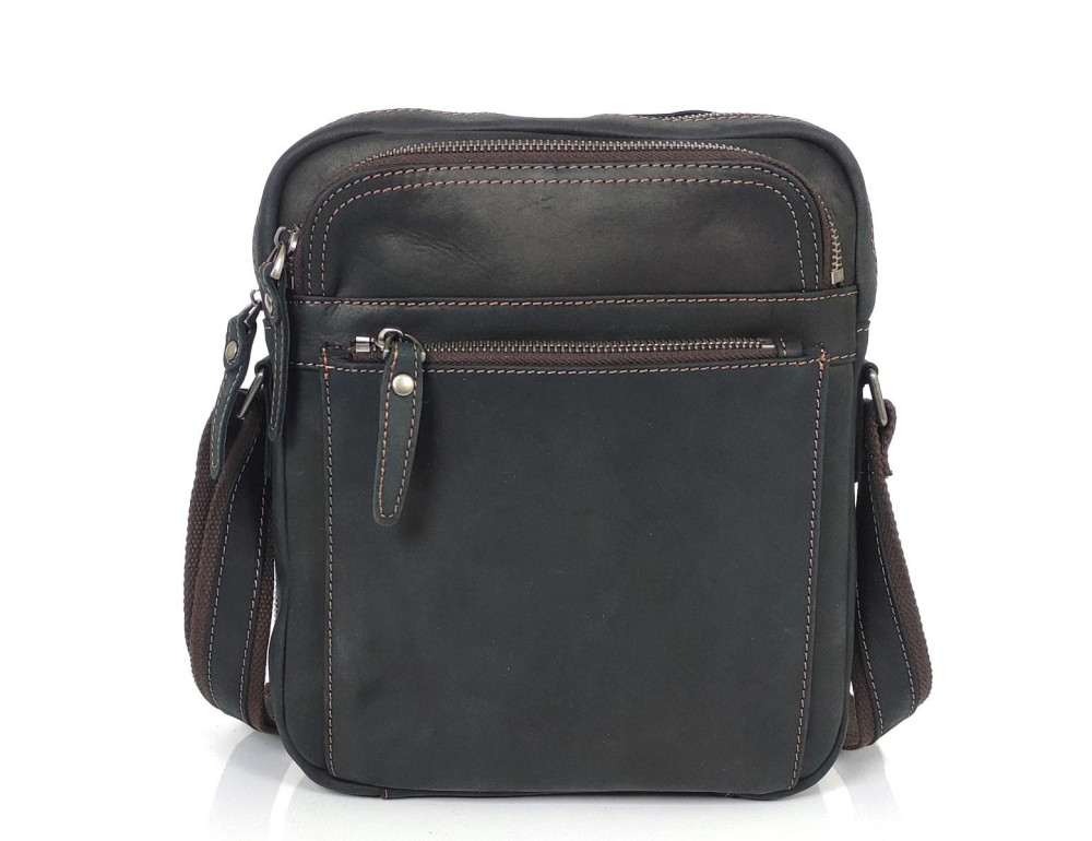 Мужской коричневый мессенджер Tiding Bag S-JMD4-008C на молнии. - Фото № 7