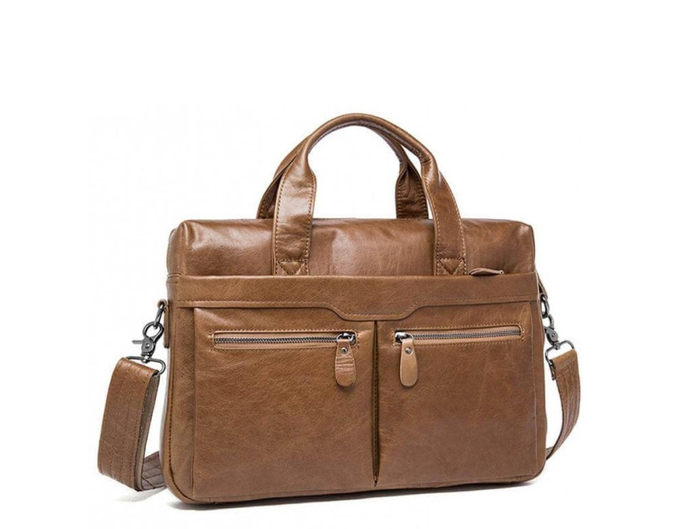 Мужская кожаная сумка для ноутбука и документов светло-коричневая Tiding Bag S-M56-7122C-2 - Фото № 1 Мужская кожаная сумка для ноутбука и документов светло-коричневая Tiding Bag S-M56-7122C-2 - Фото № 1