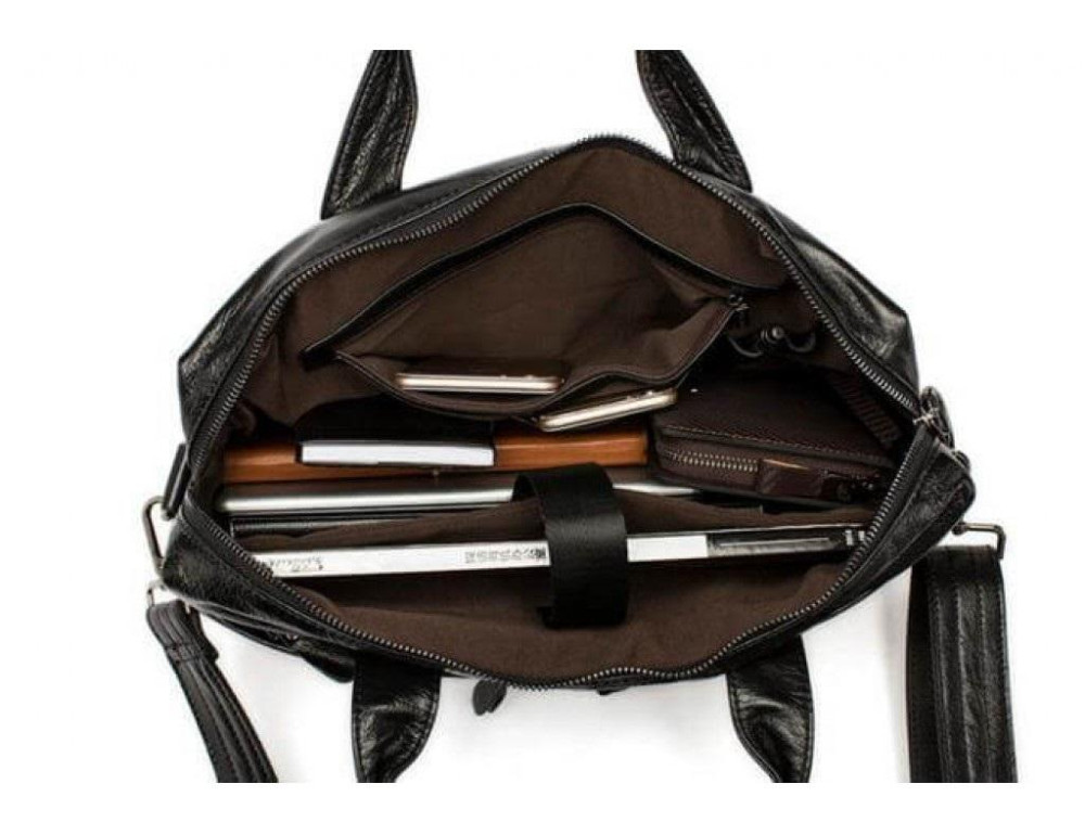 Мужская кожаная сумка для ноутбука и документов светло-коричневая Tiding Bag S-M56-7122C-2 - Фото № 2