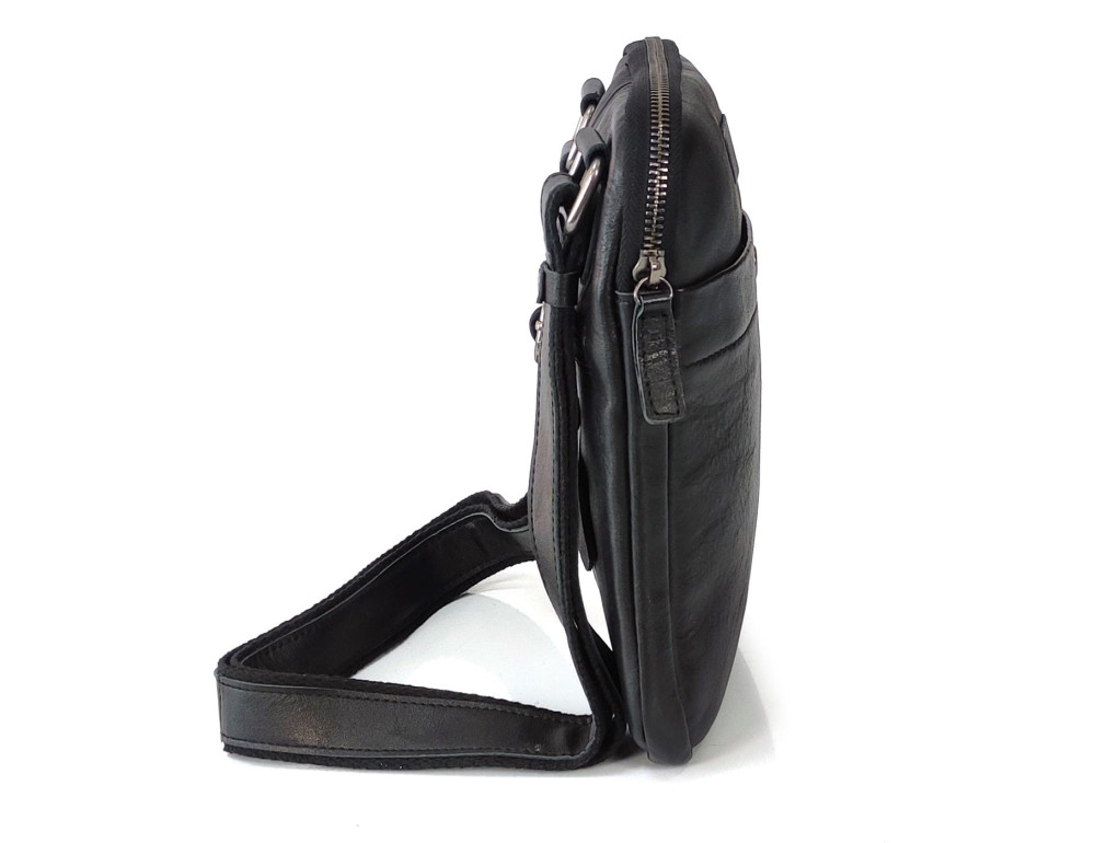 Мужской маленький черный мессенджер Tiding Bag S-N2-007A. - Фото № 5