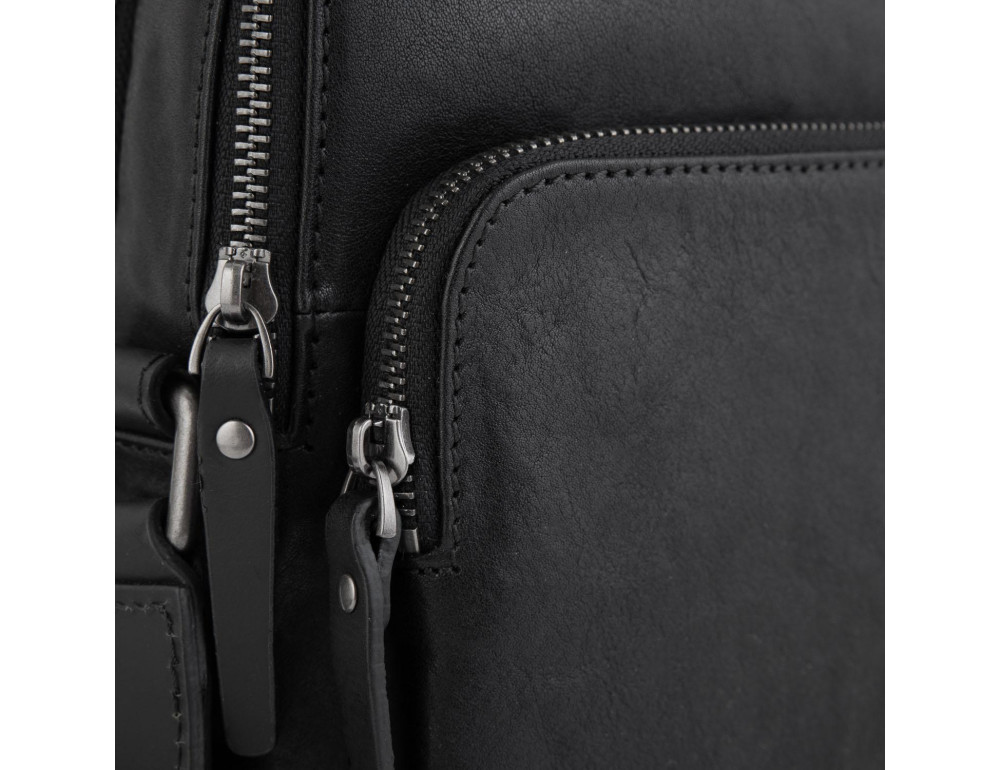 Сумка через плечо кожаная черная Tiding Bag SM13-0014A - Фото № 2