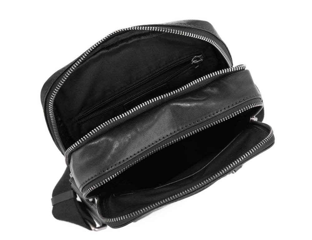 Сумка через плечо кожаная черная Tiding Bag SM13-0014A - Фото № 3
