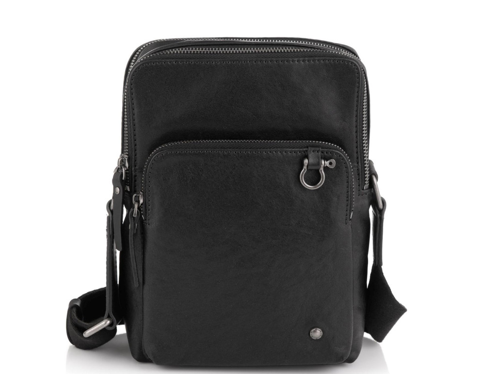 Сумка через плечо кожаная черная Tiding Bag SM13-0014A - Фото № 5