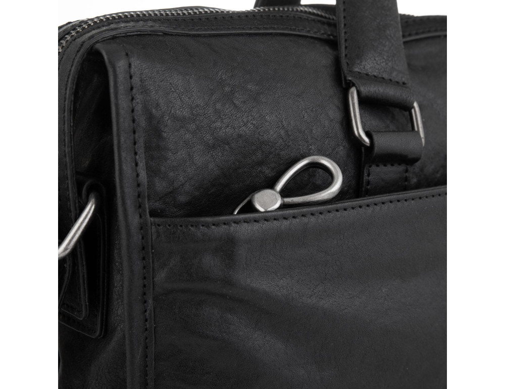 Шкіряна сумка для ноутбука чорна Tiding Bag SM13-8874A - Фотографія № 2