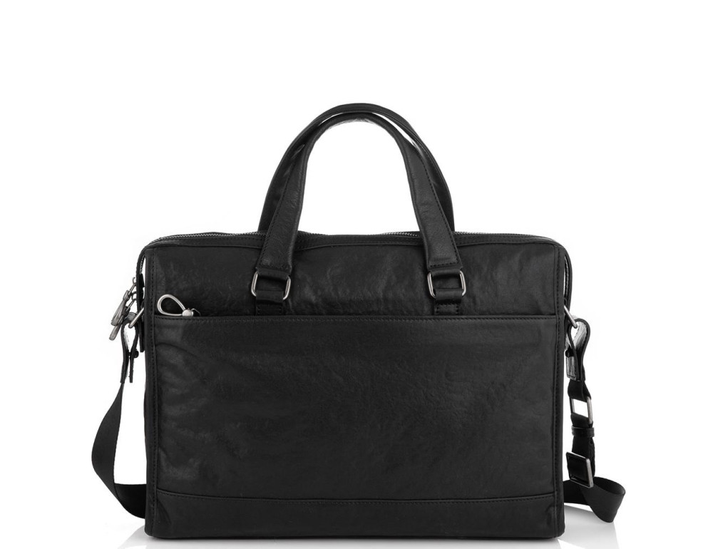 Шкіряна сумка для ноутбука чорна Tiding Bag SM13-8874A - Фотографія № 4