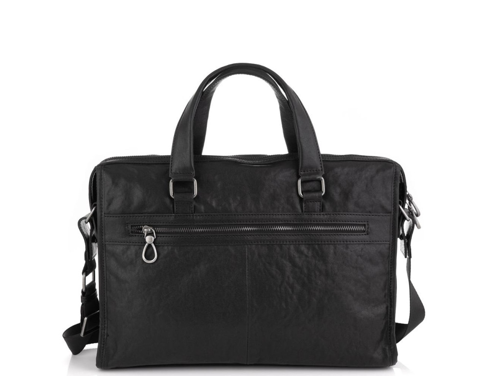 Шкіряна сумка для ноутбука чорна Tiding Bag SM13-8874A - Фотографія № 5