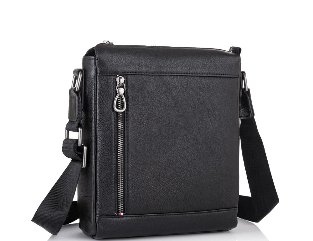 Мужская кожаная сумка через плечо черная Tiding Bag SM8-005A - Фото № 1 Мужская кожаная сумка через плечо черная Tiding Bag SM8-005A - Фото № 1