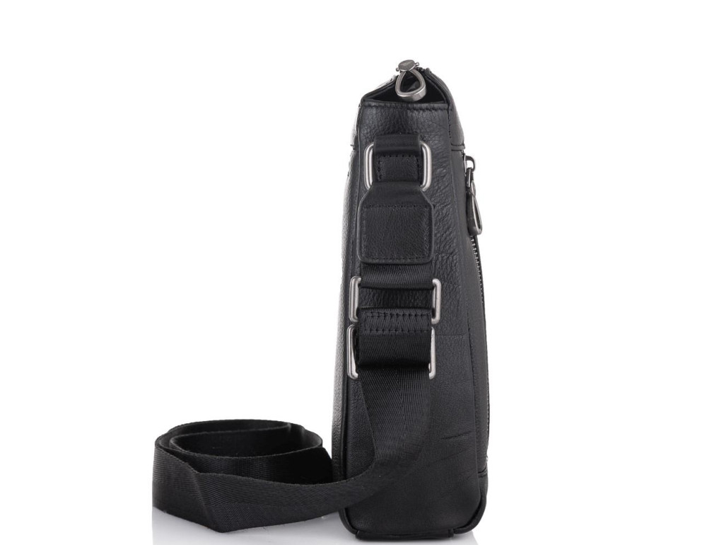 Мужская кожаная сумка через плечо черная Tiding Bag SM8-005A - Фото № 2