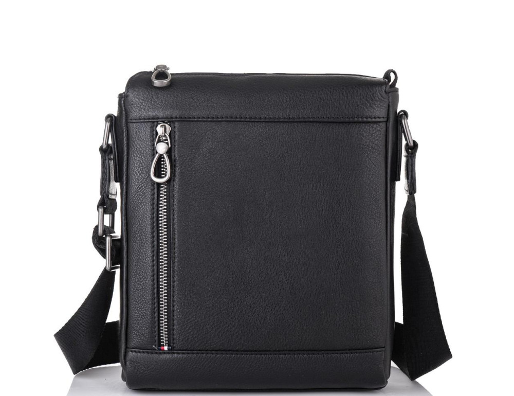 Мужская кожаная сумка через плечо черная Tiding Bag SM8-005A - Фото № 4