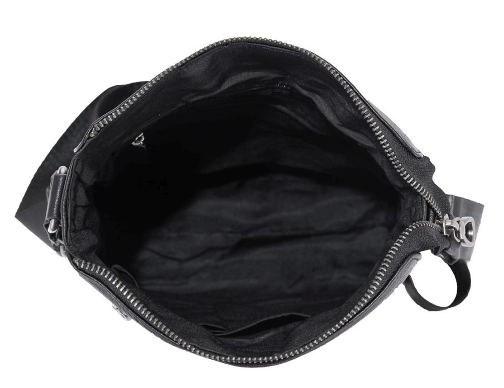 Мужская кожаная сумка через плечо черная Tiding Bag SM8-005A - Фото № 5