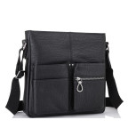 Мужская кожаная сумка через плечо черная Tiding Bag SM8-008A - Фото № 100