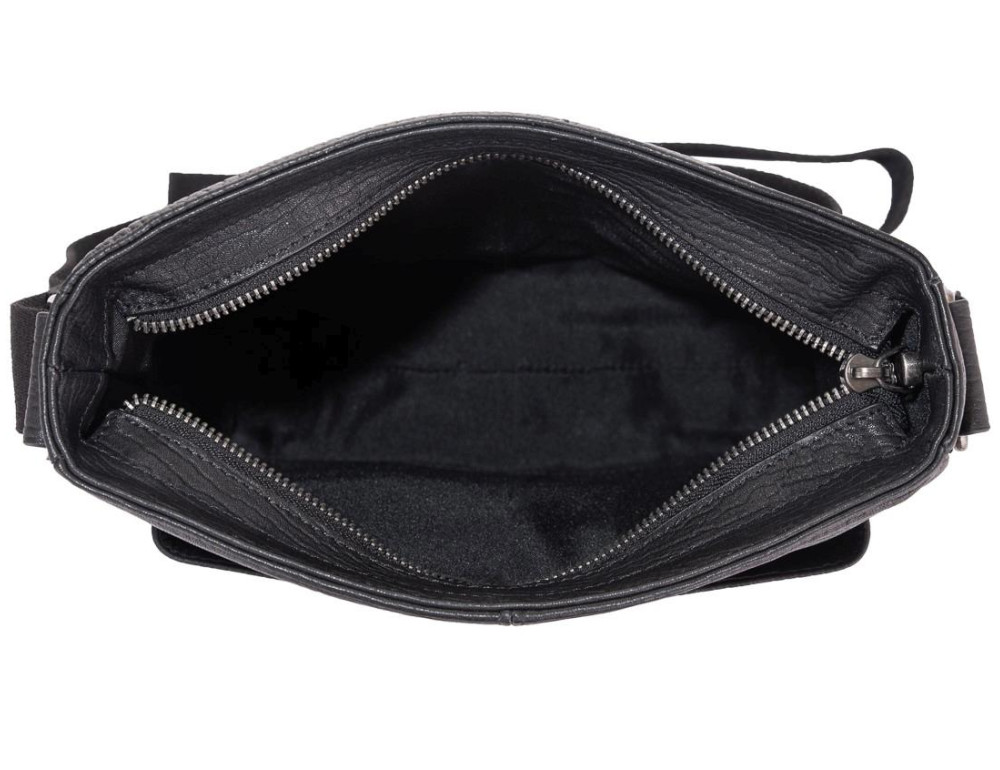 Мужская кожаная сумка через плечо черная Tiding Bag SM8-008A - Фото № 2