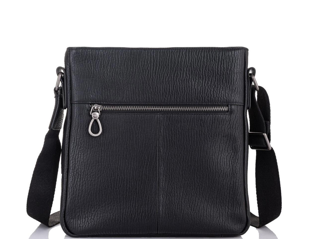 Мужская кожаная сумка через плечо черная Tiding Bag SM8-008A - Фото № 3