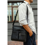 Мужская кожаная сумка через плечо черная Tiding Bag SM8-008A - Фото № 104