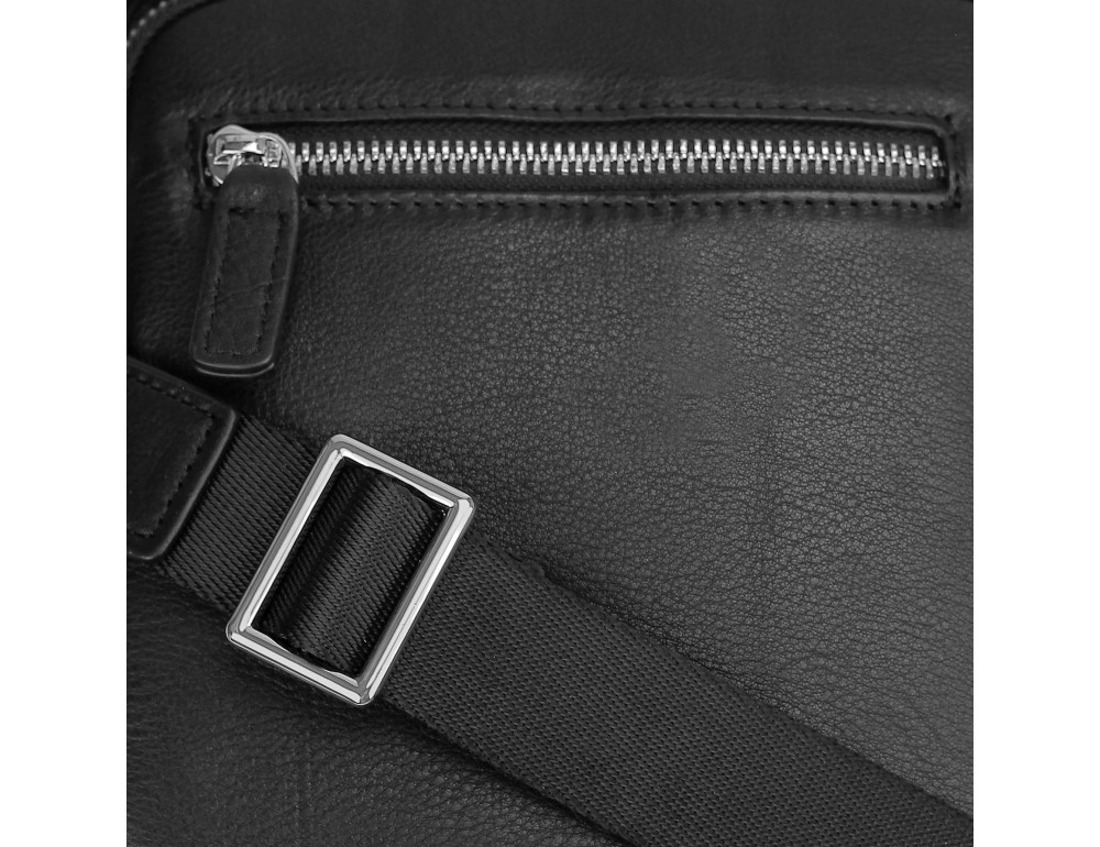Мужская кожаная сумка на плечо черная Tiding Bag SM8-009A - Фото № 2
