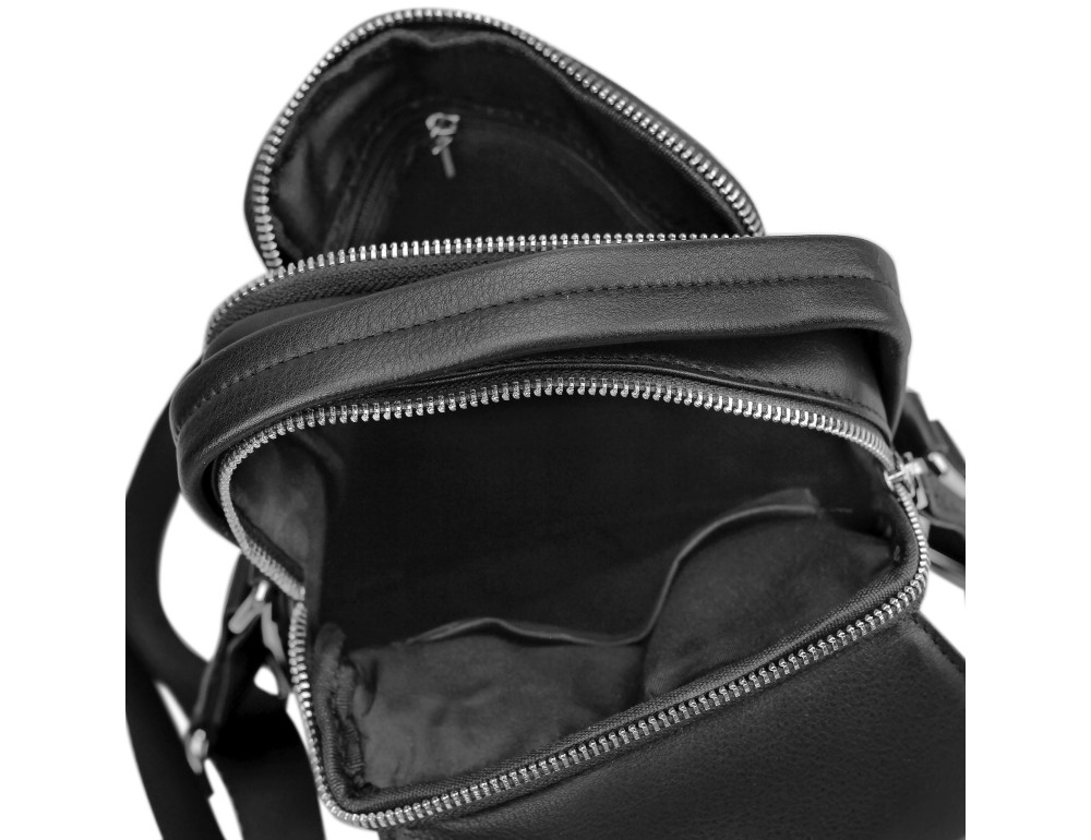 Мужская кожаная сумка на плечо черная Tiding Bag SM8-009A - Фото № 3