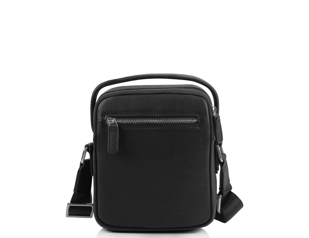 Мужская кожаная сумка на плечо черная Tiding Bag SM8-009A - Фото № 4