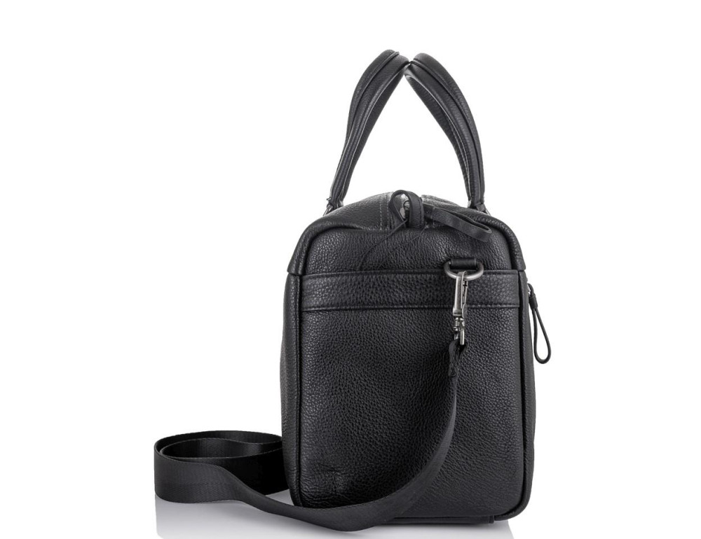 Дорожная кожаная сумка прочная тревел бег черная Tiding Bag SM8-014A - Фото № 2