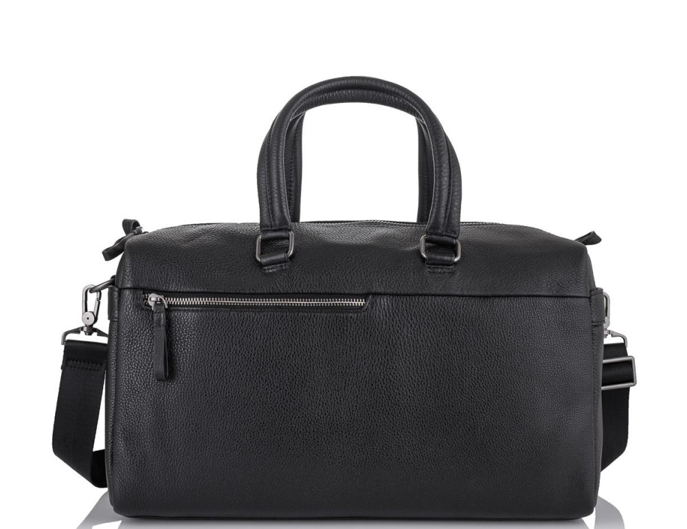 Дорожная кожаная сумка прочная тревел бег черная Tiding Bag SM8-014A - Фото № 3