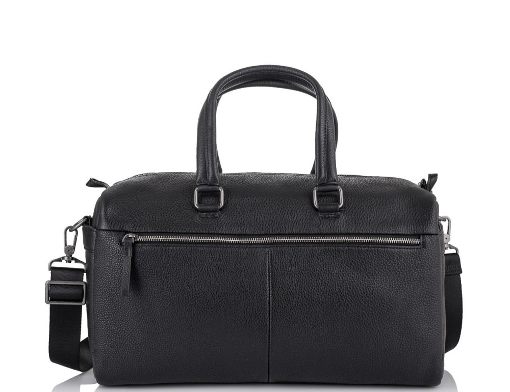 Дорожная кожаная сумка прочная тревел бег черная Tiding Bag SM8-014A - Фото № 4