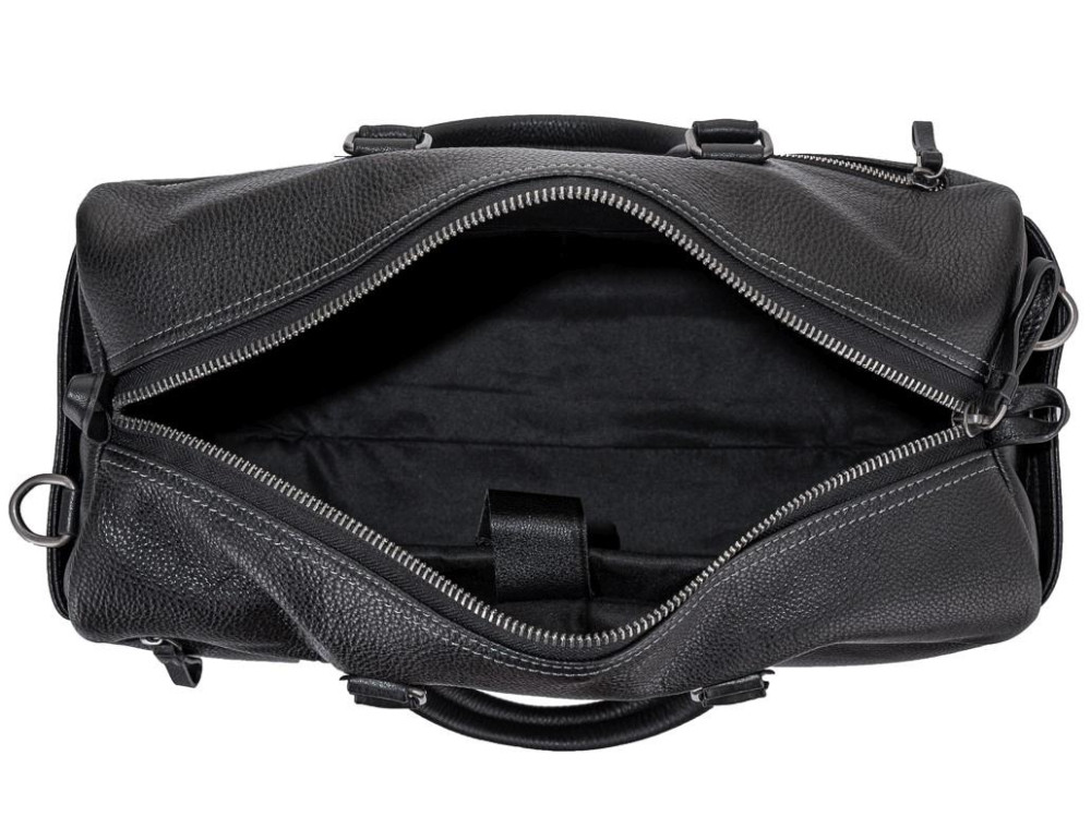 Дорожная кожаная сумка прочная тревел бег черная Tiding Bag SM8-014A - Фото № 5