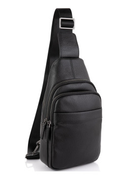 Чоловічий шкіряний чорний слінг на плече Tiding Bag SM8-015A