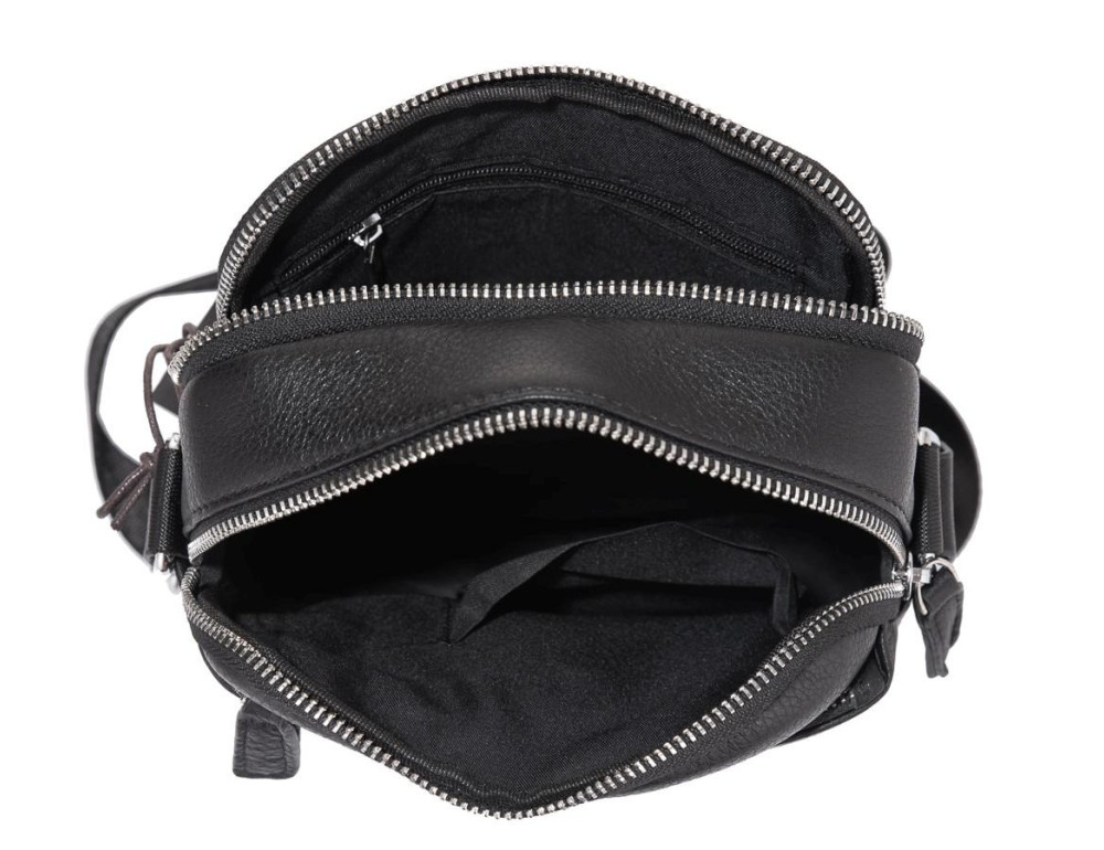 Чоловіча шкіряна сумка через плече чорна Tiding Bag SM8-138-1A - Фотографія № 2