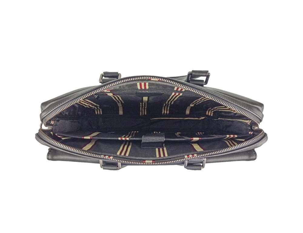 Классическая мужская черная кожаная сумка Tiding Bag SM8-21007-1A - Фото № 3