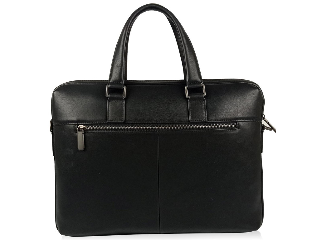 Классическая мужская черная кожаная сумка Tiding Bag SM8-21007-1A - Фото № 6