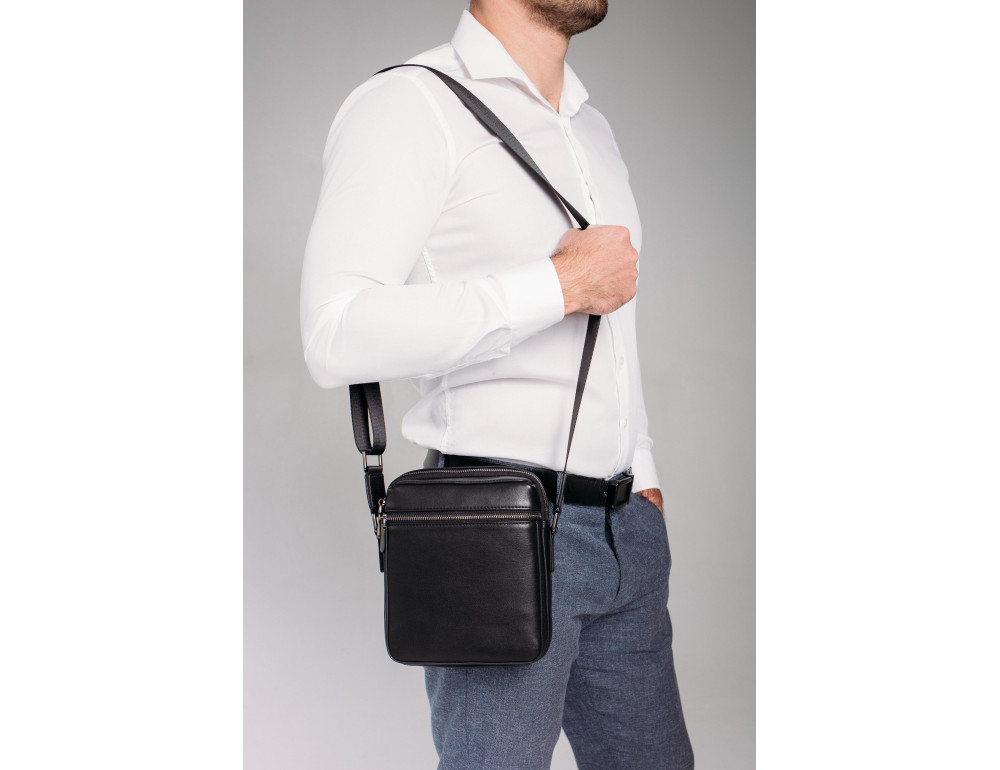 Мужская сумка через плечо черная Tiding Bag SM8-2156A - Фото № 6