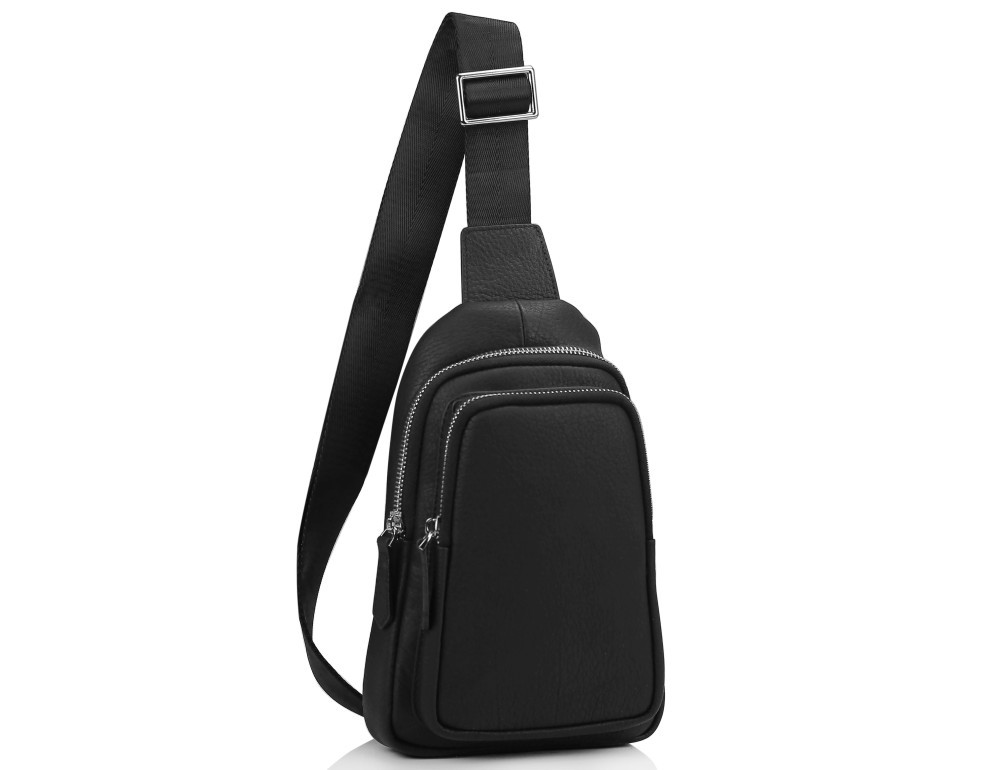 Чоловічий чорний шкіряний слінг на плече Tiding Bag SM8-356A - Фотографія № 1 Чоловічий чорний шкіряний слінг на плече Tiding Bag SM8-356A - Фотографія № 1