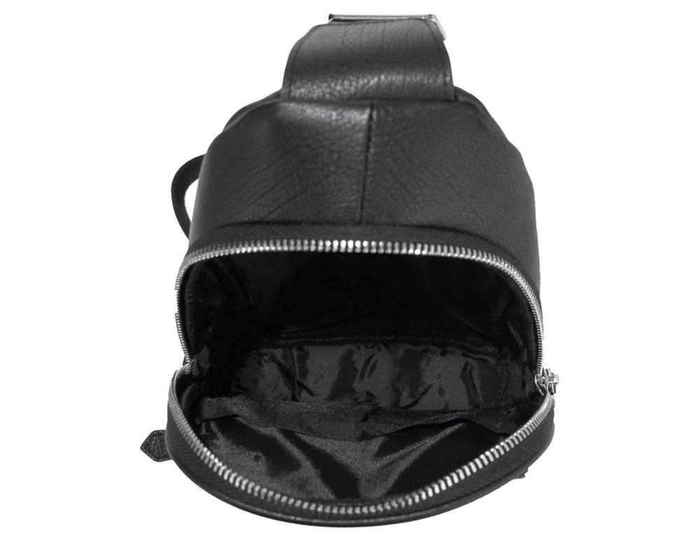 Мужская сумка-слинг кожаная черная Tiding Bag SM8-807A - Фото № 2