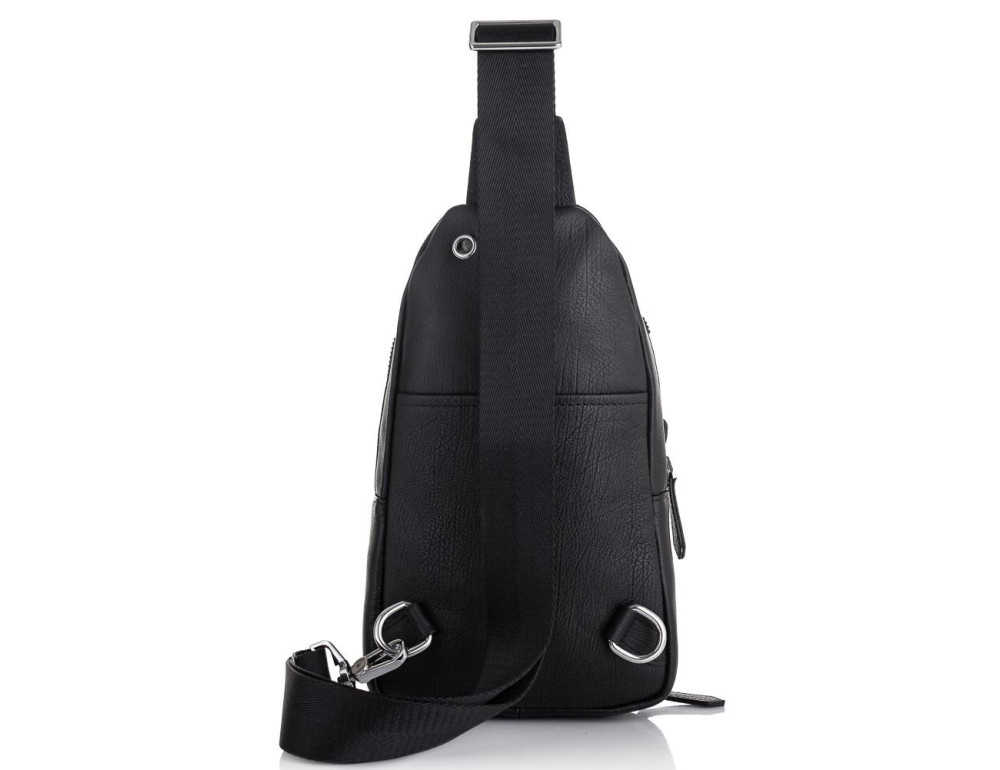 Мужская сумка-слинг кожаная черная Tiding Bag SM8-807A - Фото № 3
