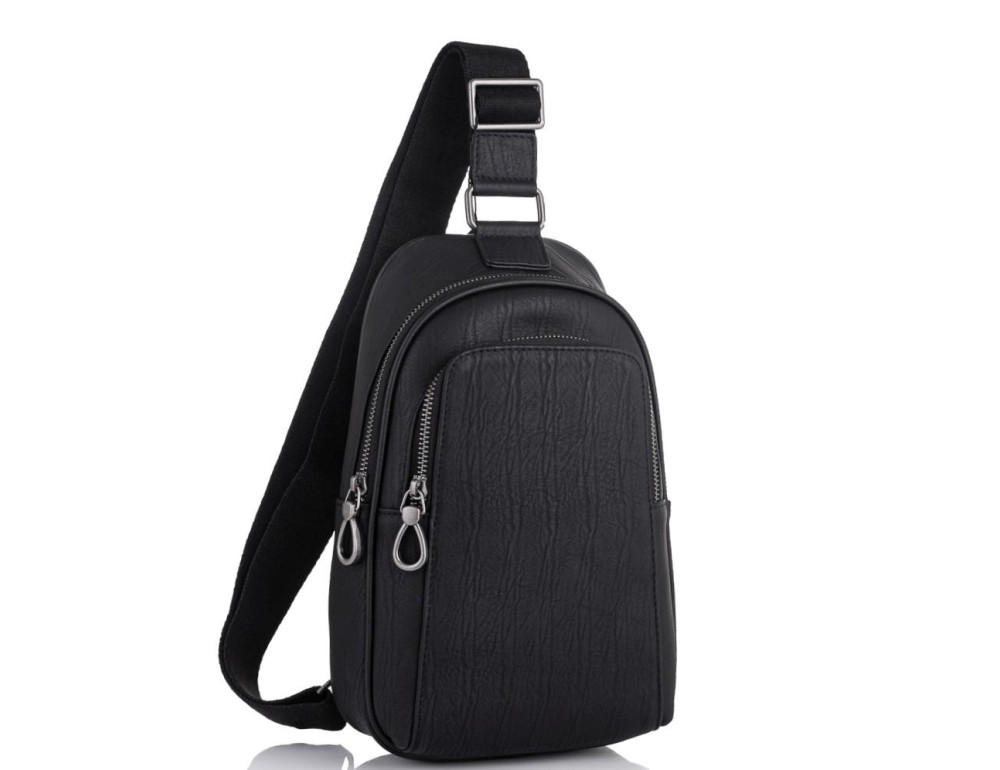 Чоловіча шкіряна сумка-слінг чорна Tiding Bag SM8-825A - Фотографія № 1 Чоловіча шкіряна сумка-слінг чорна Tiding Bag SM8-825A - Фотографія № 1